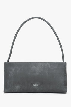 Dunkelgraue Damen-Schultertasche aus echtem Leder mit elegantem Marmor-Print Estro ER00115802.