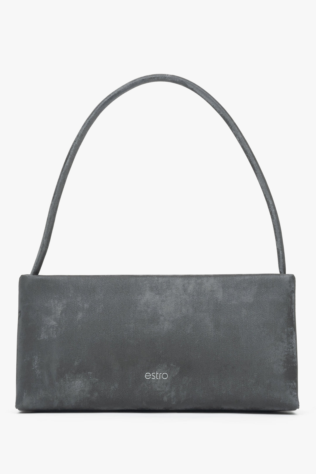 Dunkelgraue Damen-Schultertasche aus echtem Leder mit elegantem Marmor-Print Estro ER00115802.