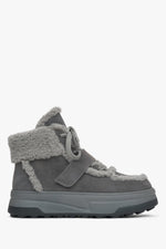 Dunkelgraue Damen-Stiefelette aus Velours mit warmer Wollfütterung Estro ER00115861.
