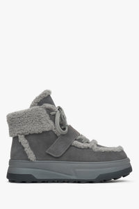 Dunkelgraue Damen-Stiefelette aus Velours mit warmer Wollfütterung Estro ER00115861.