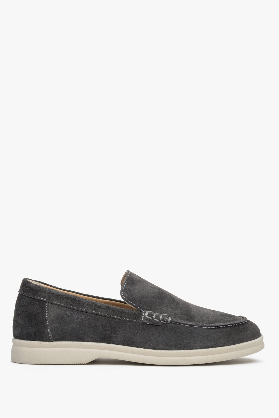 Dunkelgrauer Damen-Loafer aus echtem Velours Estro ER00113366