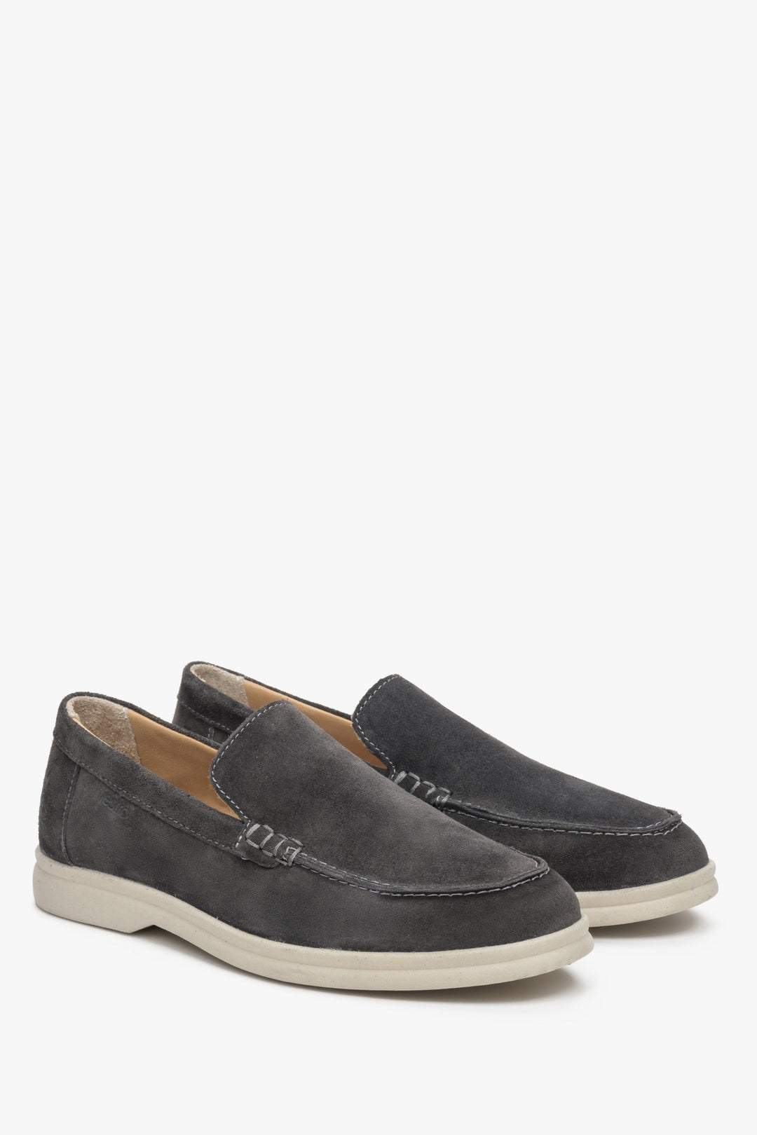 Dunkelgraue Damen Mokassins aus echtem Velours Estro ER00113366