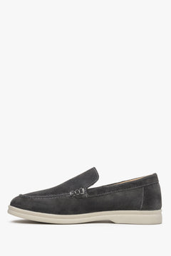 Dunkelgraue Damen Mokassins aus echtem Velours Estro ER00113366