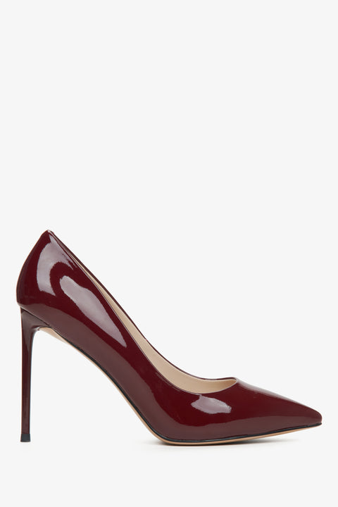 Elegante Damen-Pumps in Bordeaux aus echtem Leder mit hohem Absatz Estro ER00115757.