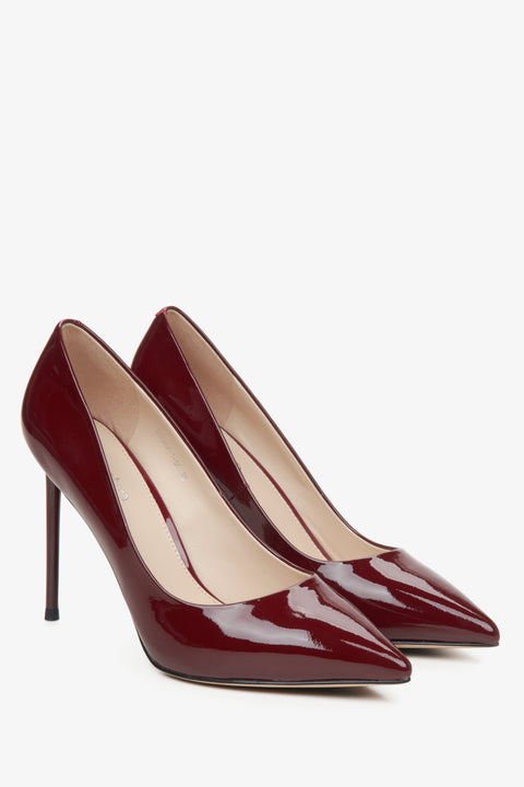 Estro High Heel Pumps in Bordeaux aus echtem Leder.