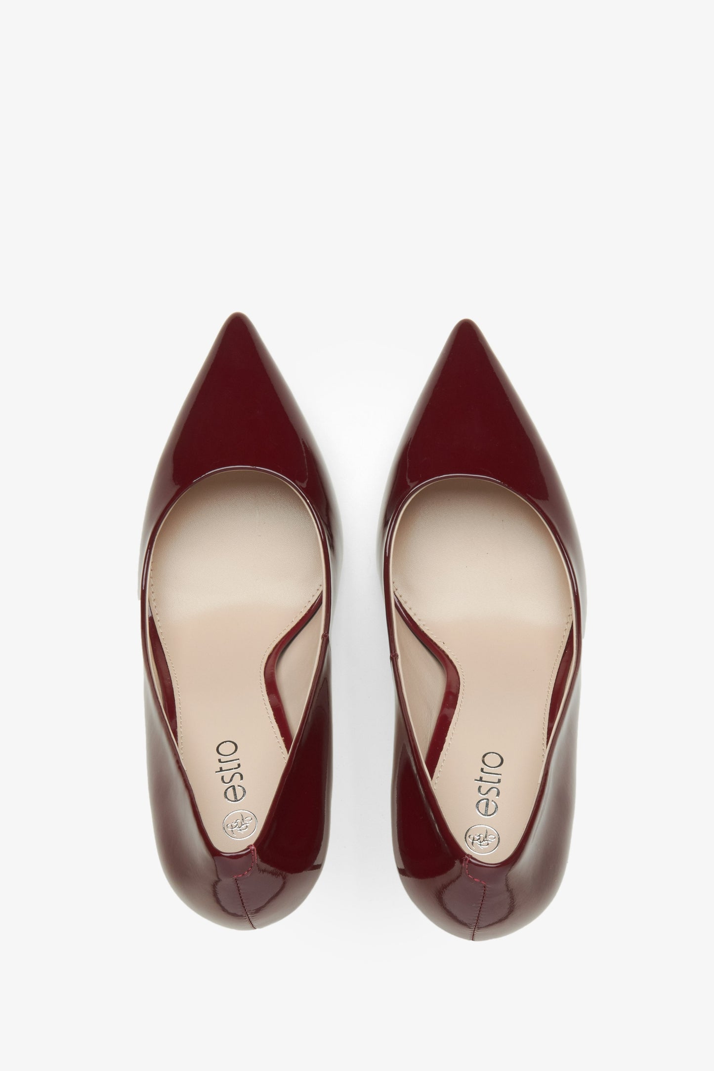 Bordeauxrote Damen-Pumps aus echtem Leder mit hohem Absatz von Estro.