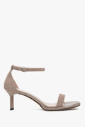 Elegante Damen-Sandalette in Beige aus echtem Velours Estro ER00116984.