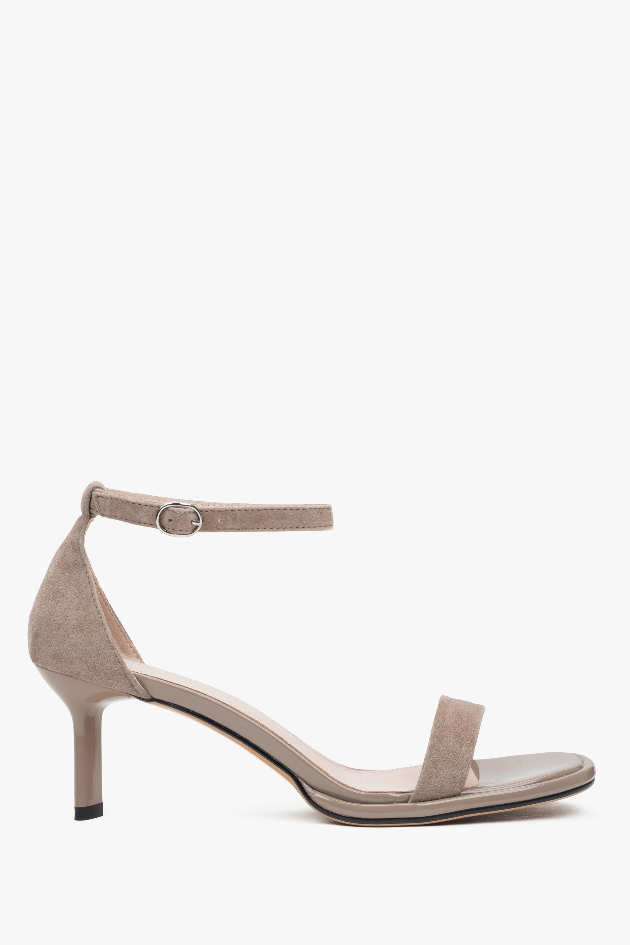 Elegante Damen-Sandalette in Beige aus echtem Velours Estro ER00116984.