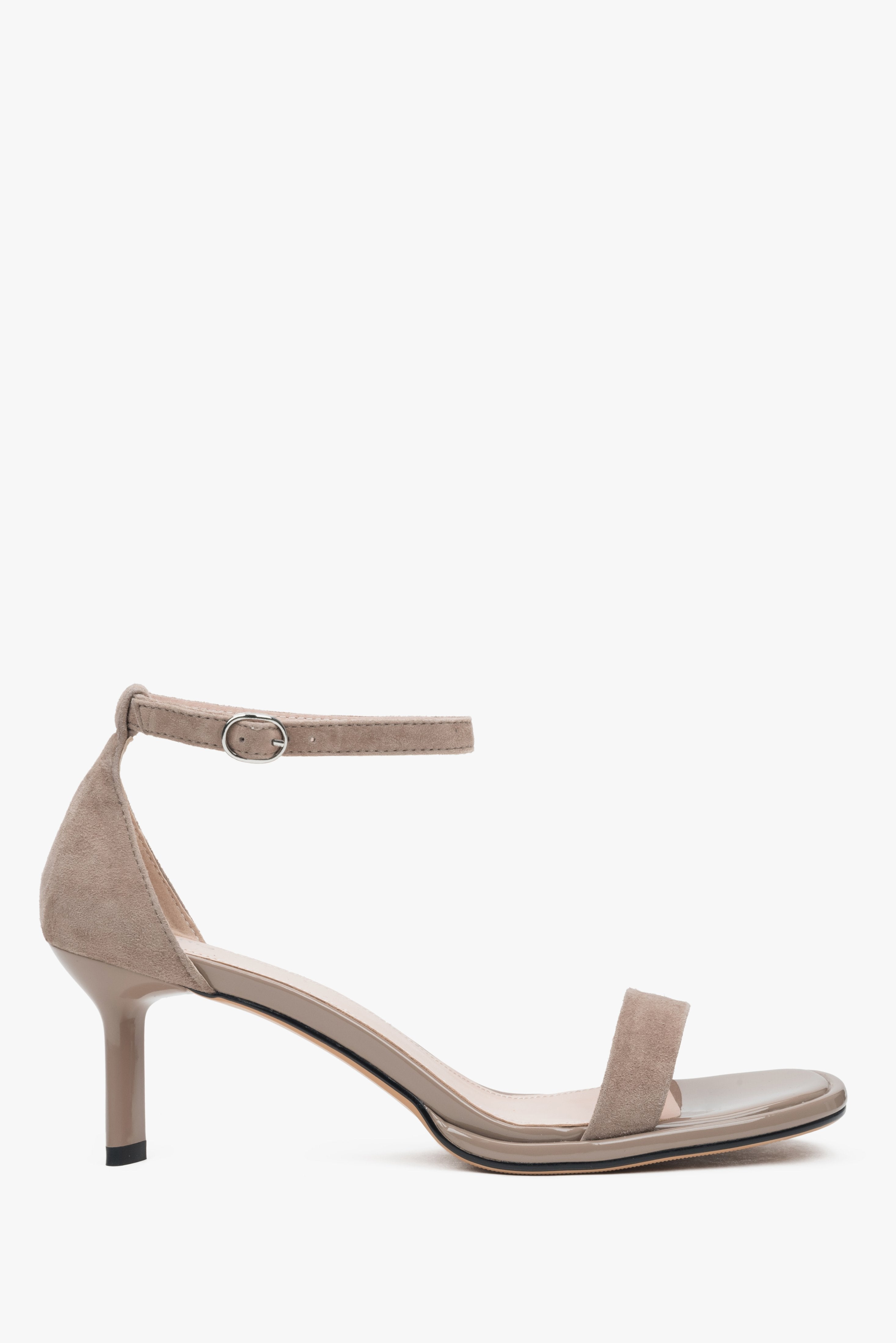 Elegante Damen-Sandalette in Beige aus echtem Velours Estro ER00116984.