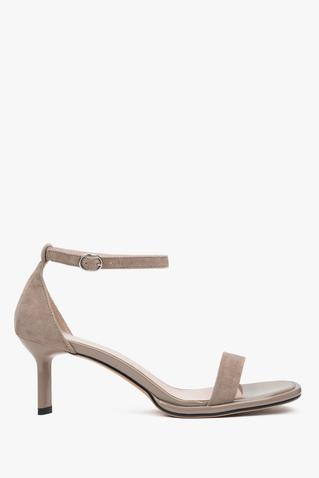 Elegante Damen-Sandalette in Beige aus echtem Velours Estro ER00116984.