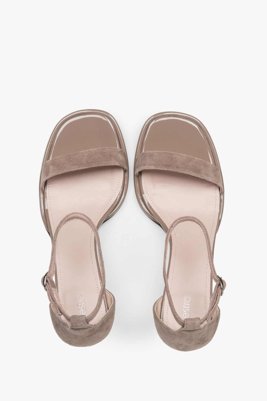 Klassische beige Estro-Damensandaletten aus echtem Leder – ideal für Sommerabende, mit elegantem Absatz für eine raffinierte Note.