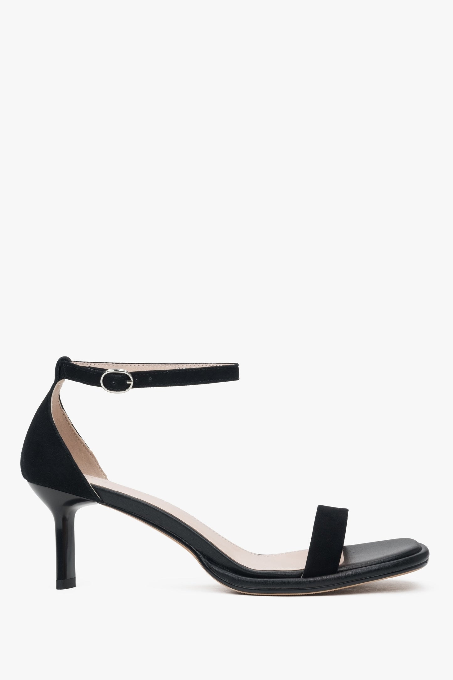 Elegante Damen-Sandalette in Schwarz aus echtem Velours Estro ER00116983.