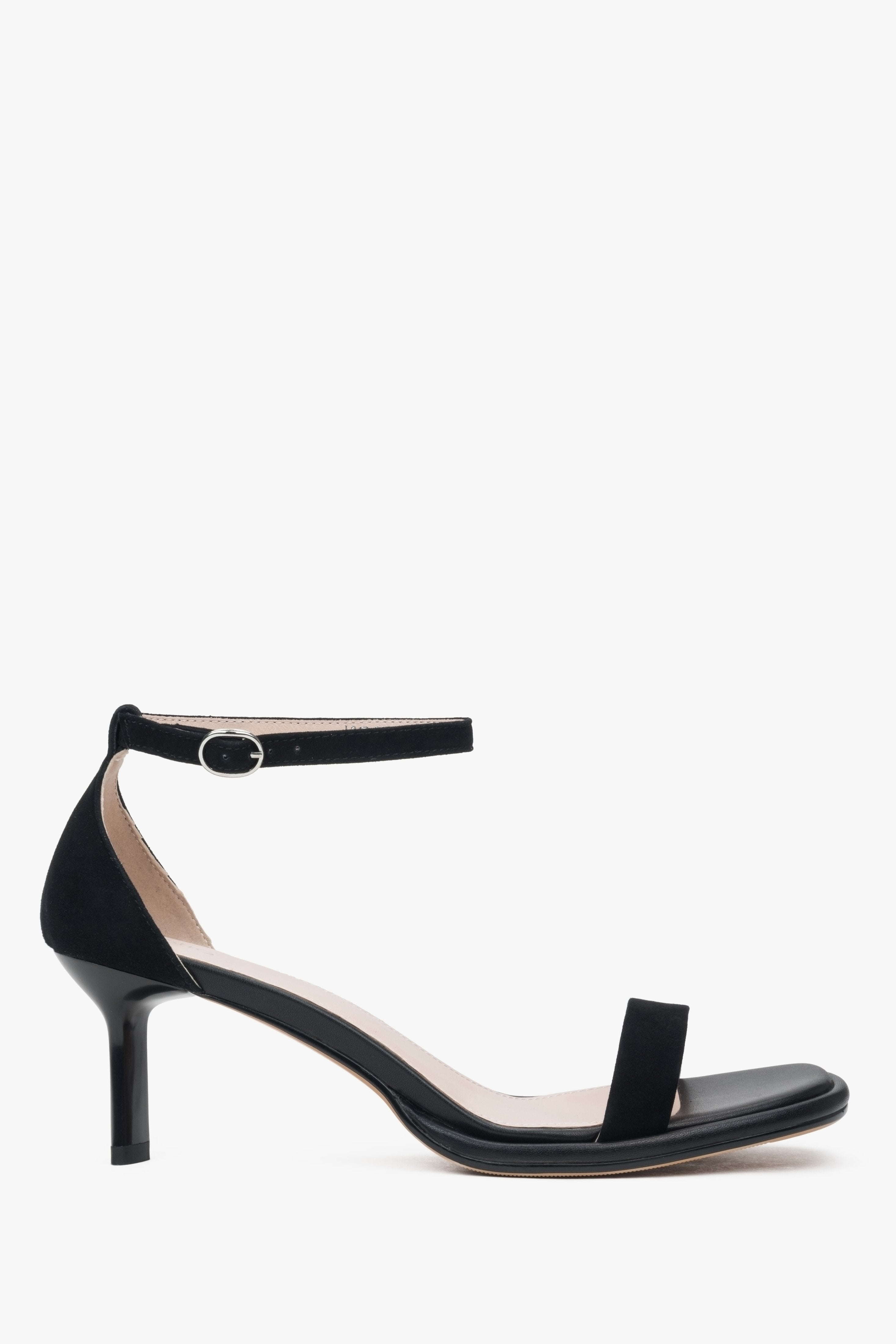 Elegante Damen-Sandalette in Schwarz aus echtem Velours Estro ER00116983.