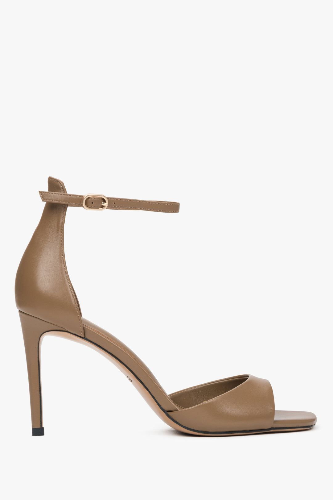 Elegante Damen-Sandaletten aus echtem Leder in Braun mit hohem Absatz Estro ER00117225.