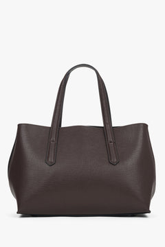 Rückprofil der klassischen dunkelbraunen Leder-Tote-Bag von Estro.