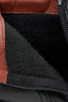 Erhöhte Herren-Stiefeletten von Estro – Nahaufnahme des Innenraums des Schuhs.
