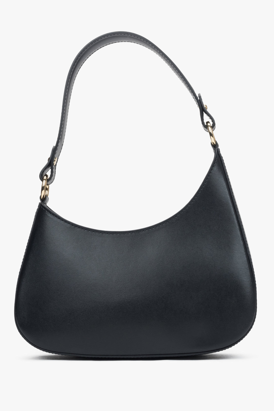 Damen-Schultertasche in Schwarz, gefertigt aus italienischem Echtleder.