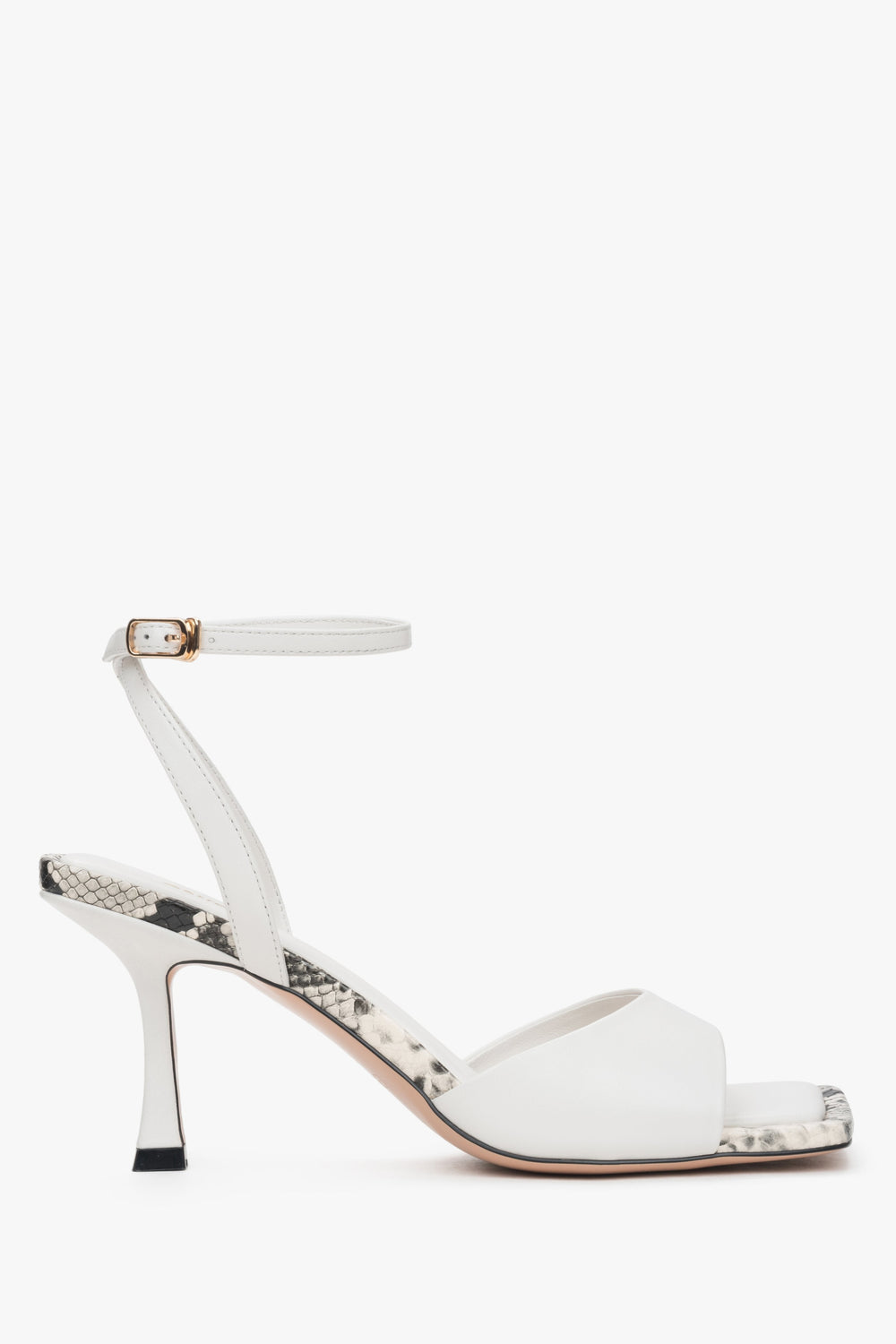 Elegante Sandalette aus Leder mit Animal-Print in Hellbeige Estro ER00117195.