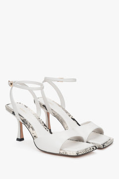 Elegante Damensandalen in Hellbeige aus echtem Leder von Estro.
