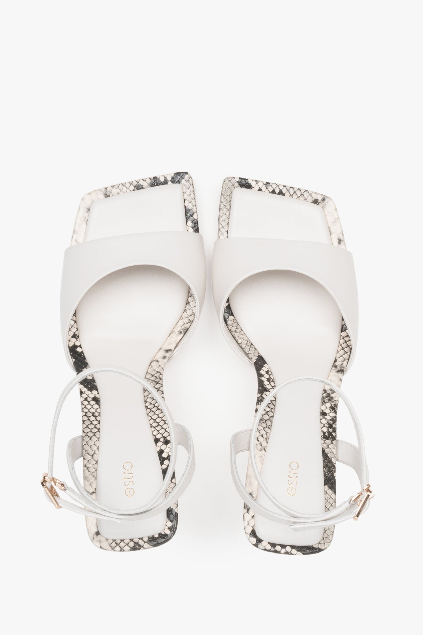 Komfortable Damensandalen aus Naturleder in Hellbeige von Estro (Draufsicht)