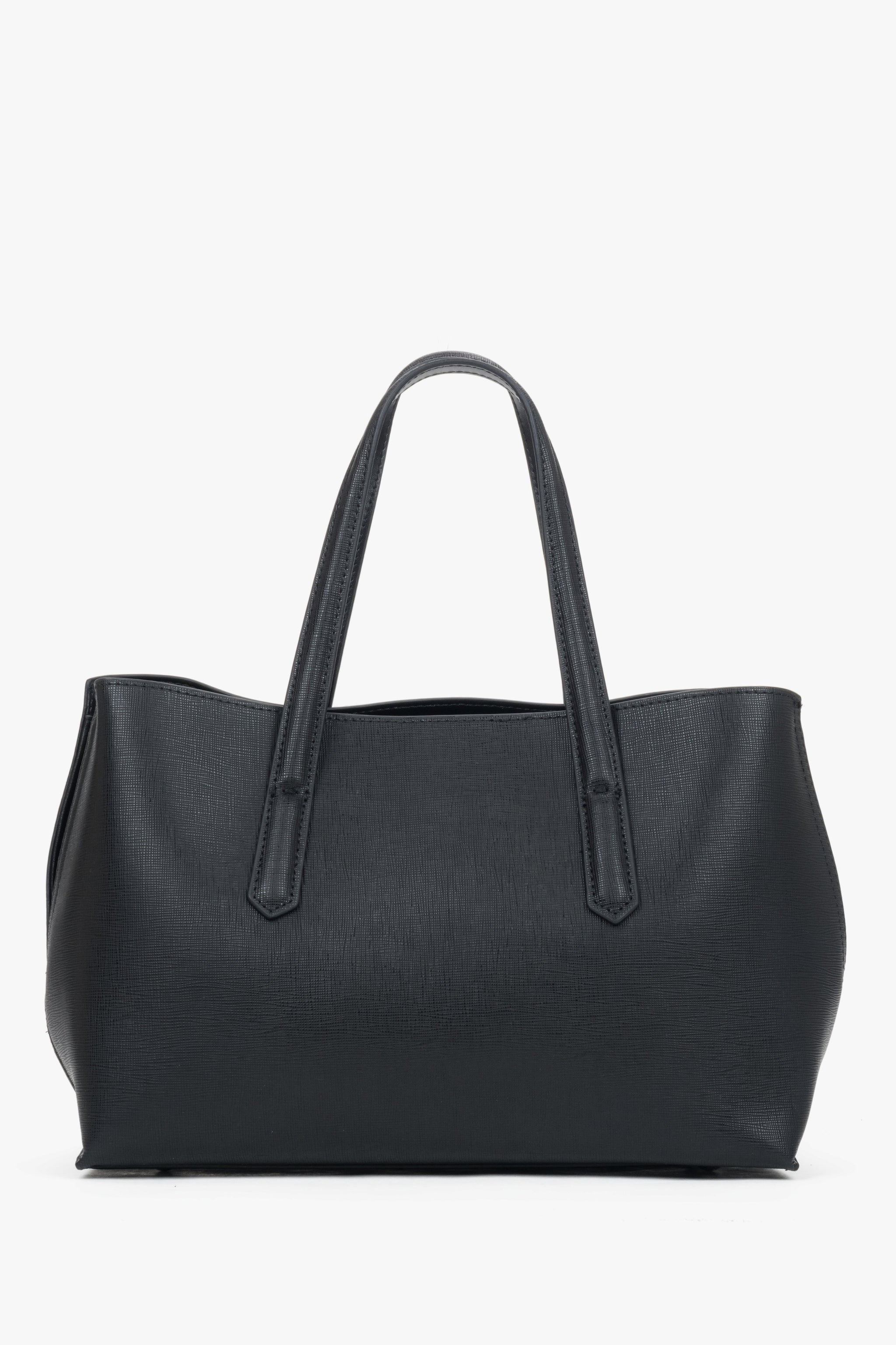 Rückprofil der klassischen schwarzen Leder-Tote-Bag von Estro.
