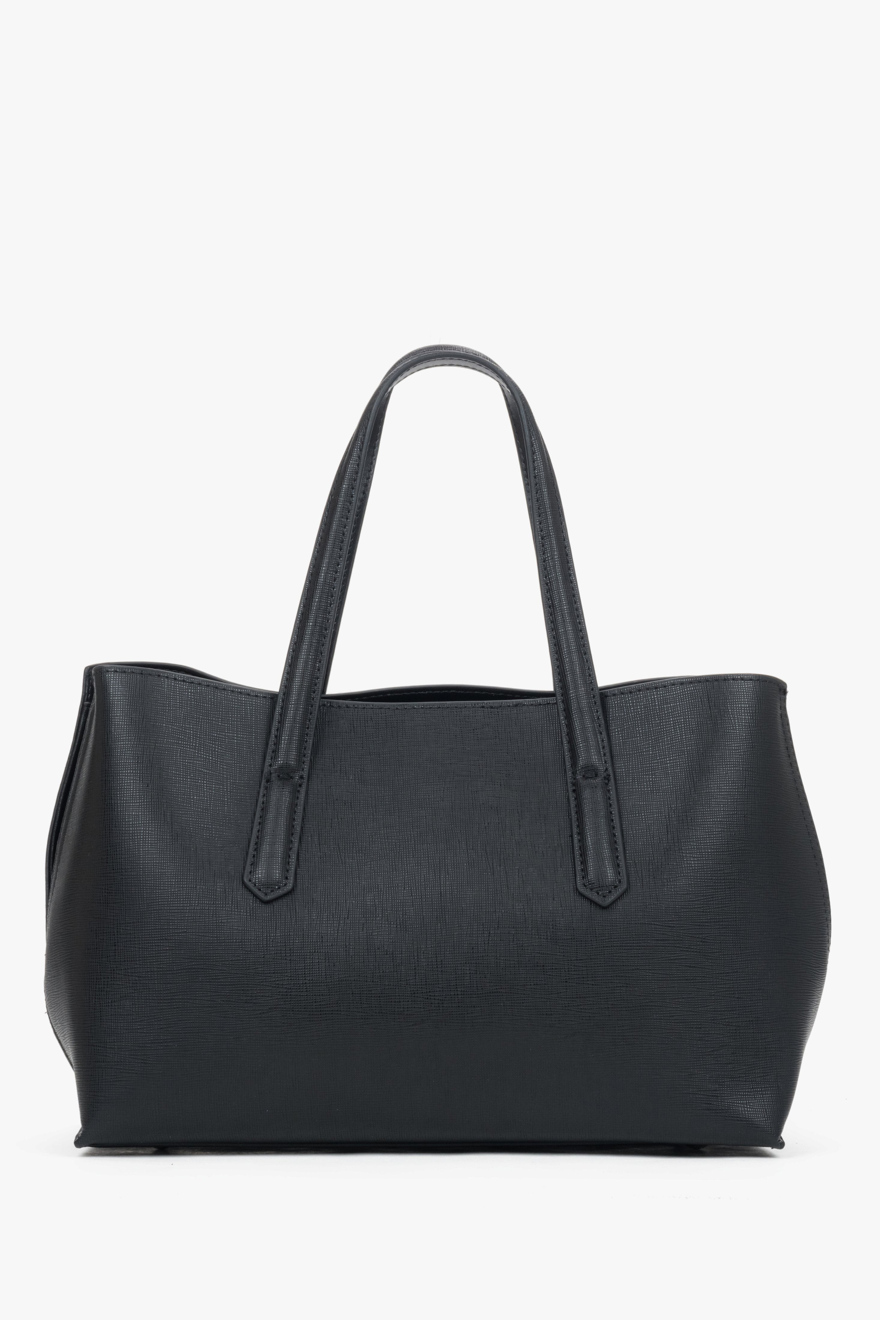 Rückprofil der klassischen schwarzen Leder-Tote-Bag von Estro.