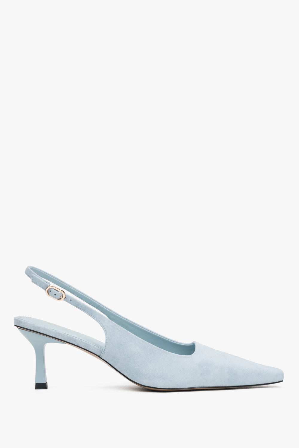 Elegante Slingpumps aus Velours in Hellblau mit niedrigem Absatz für Damen Estro ER00117229.