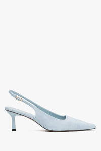 Elegante Slingpumps aus Velours in Hellblau mit niedrigem Absatz für Damen Estro ER00117229.