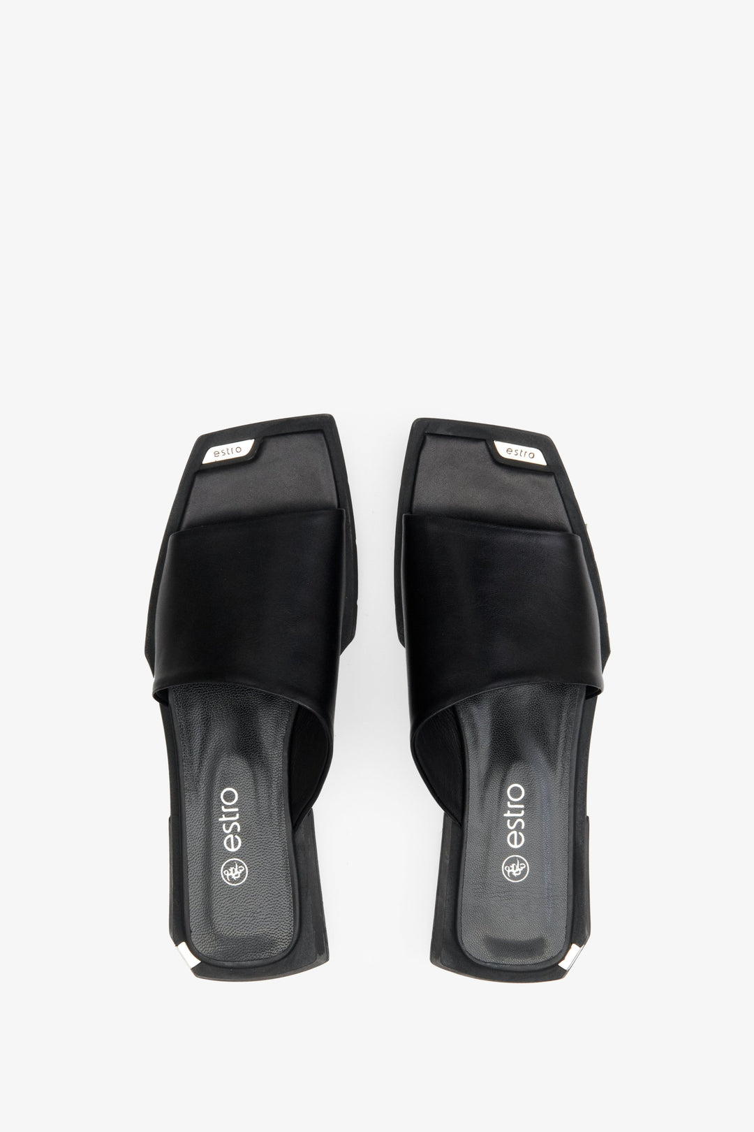 Klassische schwarze Mules mit quadratischer Zehenpartie, Estro ER00109615