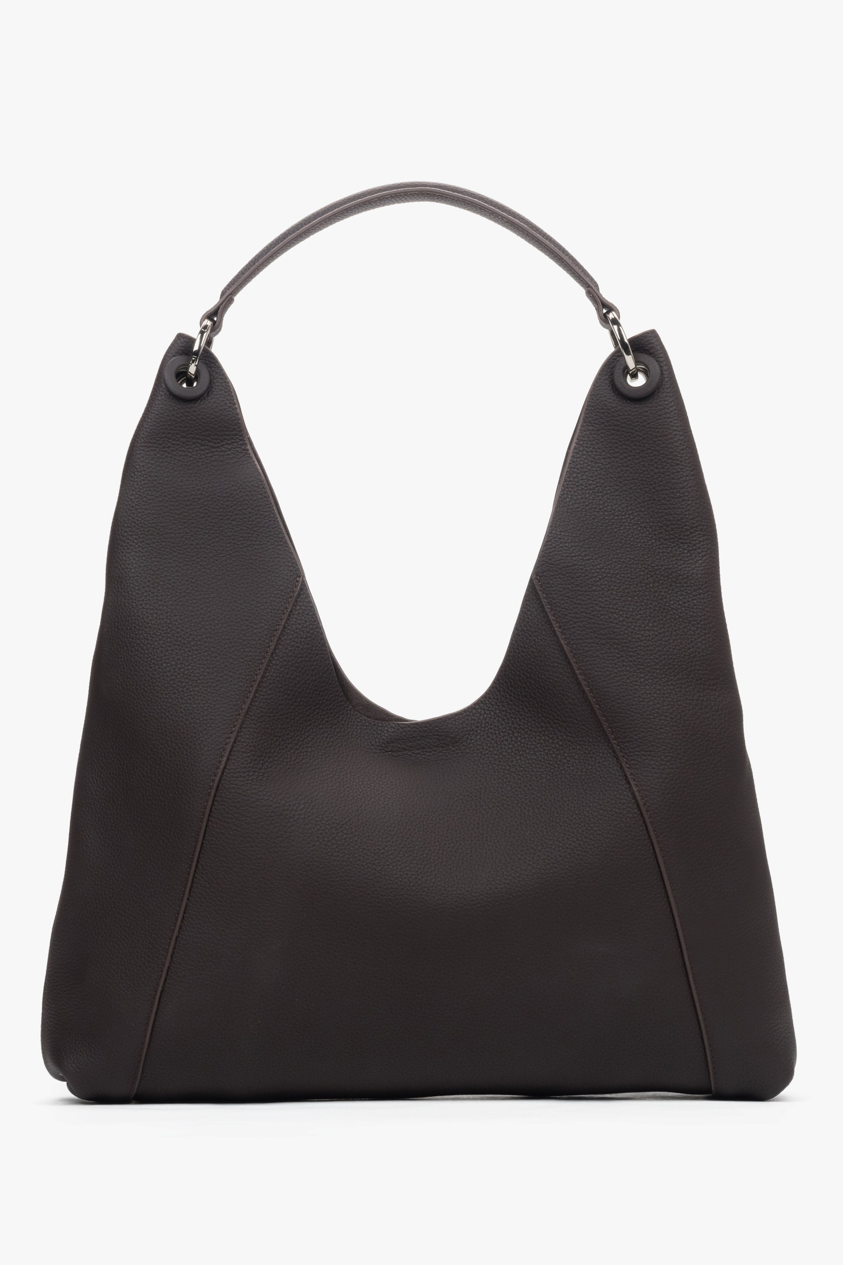 Schräge Ansicht der eleganten Damen-Shopper-Tasche mit verstärktem Henkel.