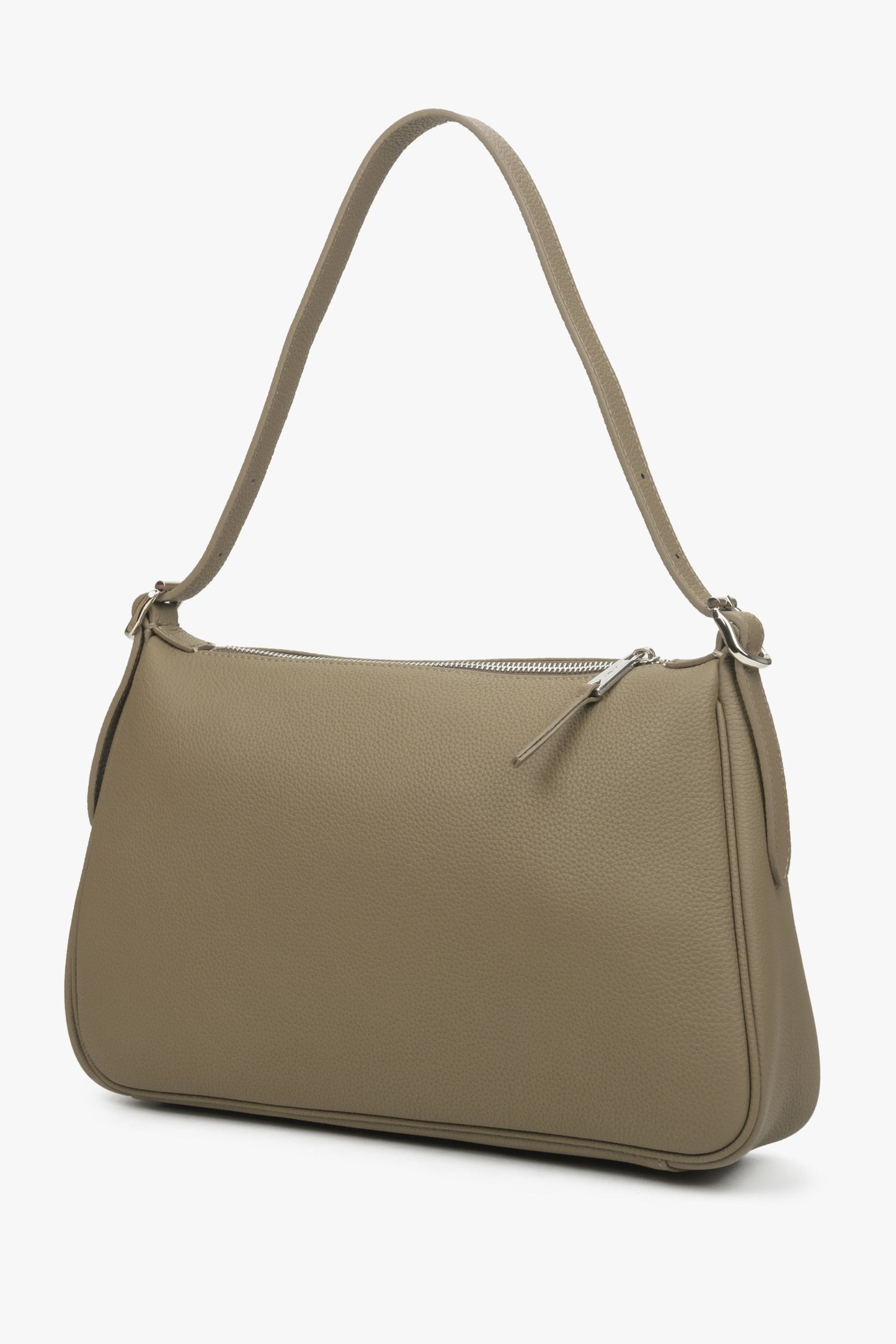 Damen-Umhängetasche aus echtem Leder, Farbe Grau-Beige.