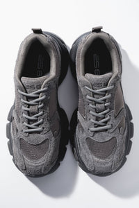 Graue Damen-Sneaker ES8 aus Naturvelours und atmungsaktivem Mesh mit Plattform Estro ER00120359
