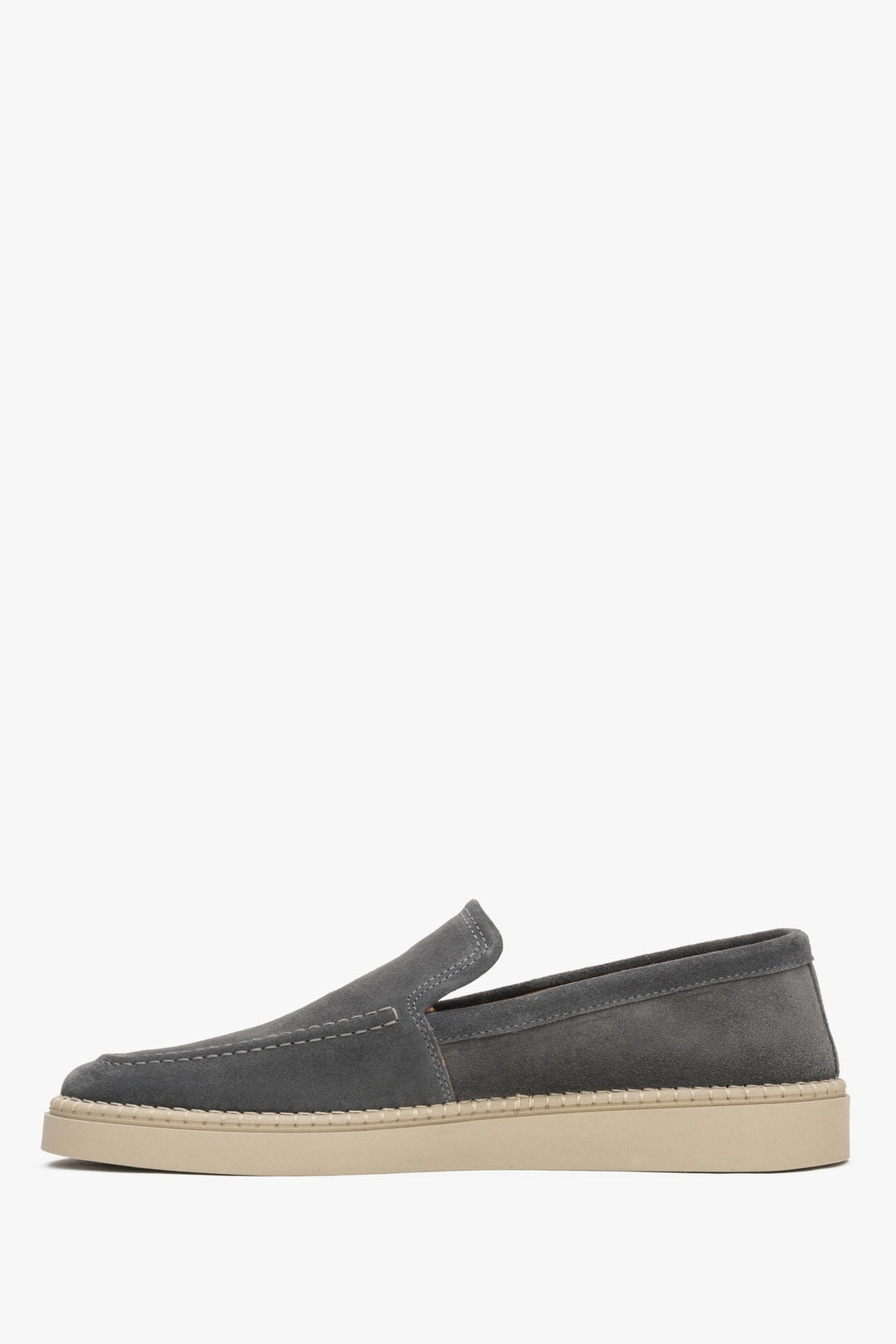 Slip-on Herrenschuh aus Veloursleder mit flacher Sohle ER00116890