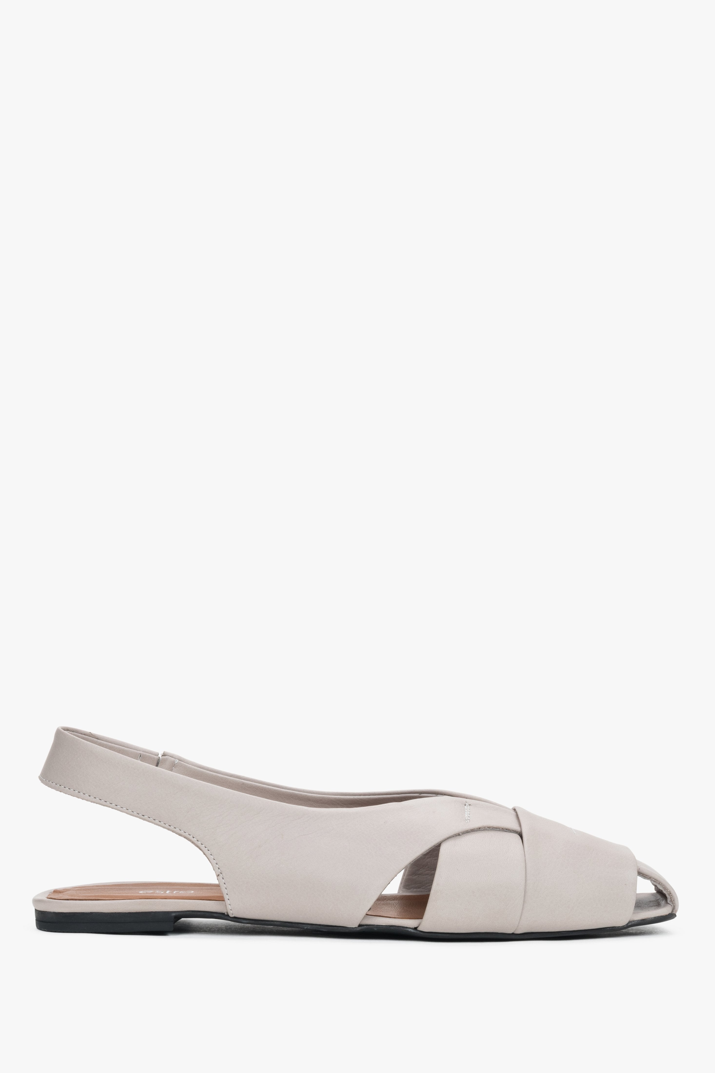 Graue Damen-Sandalen von Estro aus Echtleder mit geschlossener Spitze.