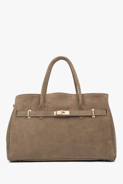 Große braune Damen-Tasche aus edlem italienischem Velours Estro ER00117912.