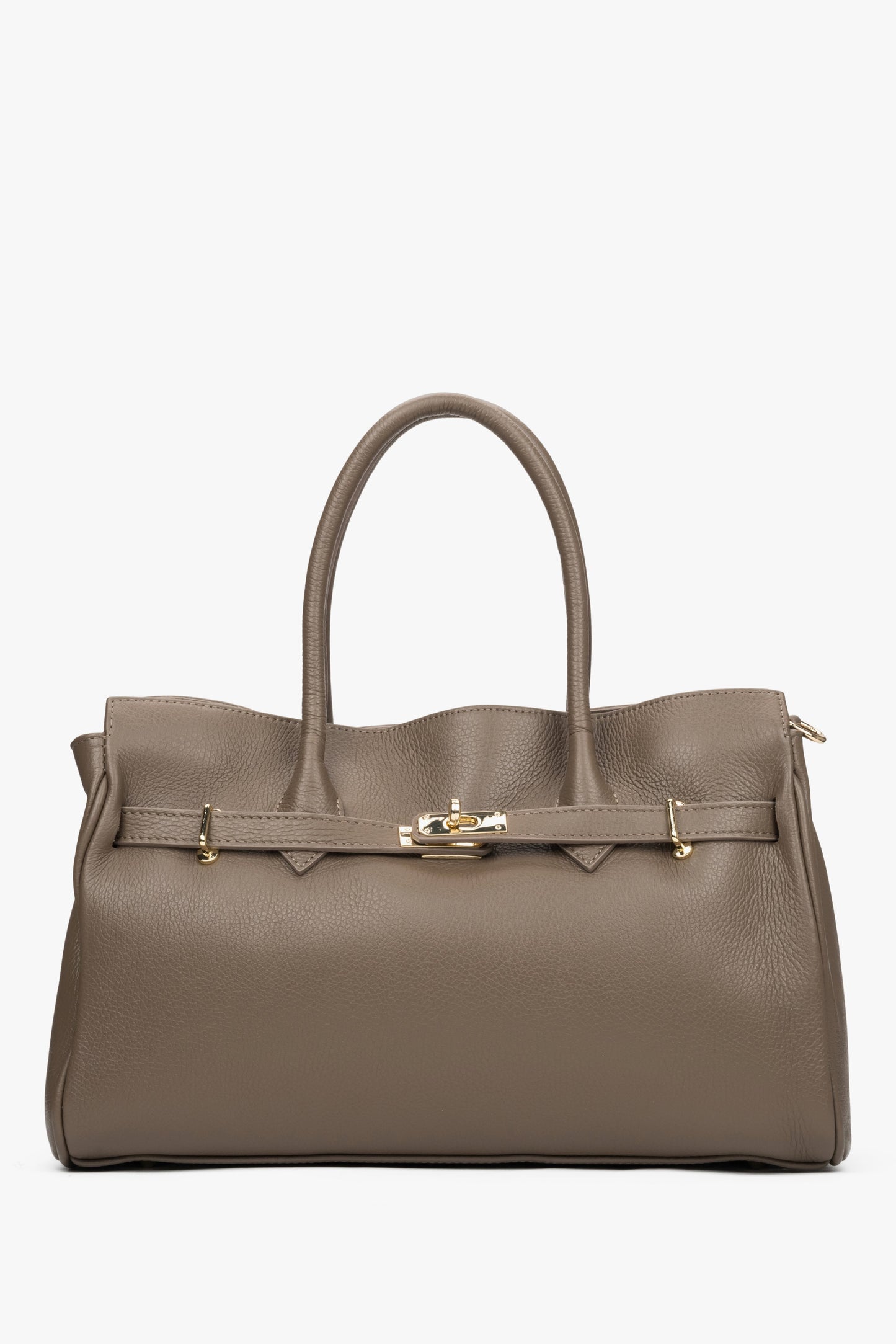 Große braune Damen-Henkeltasche von Estro aus hochwertigem italienischem Echtleder.