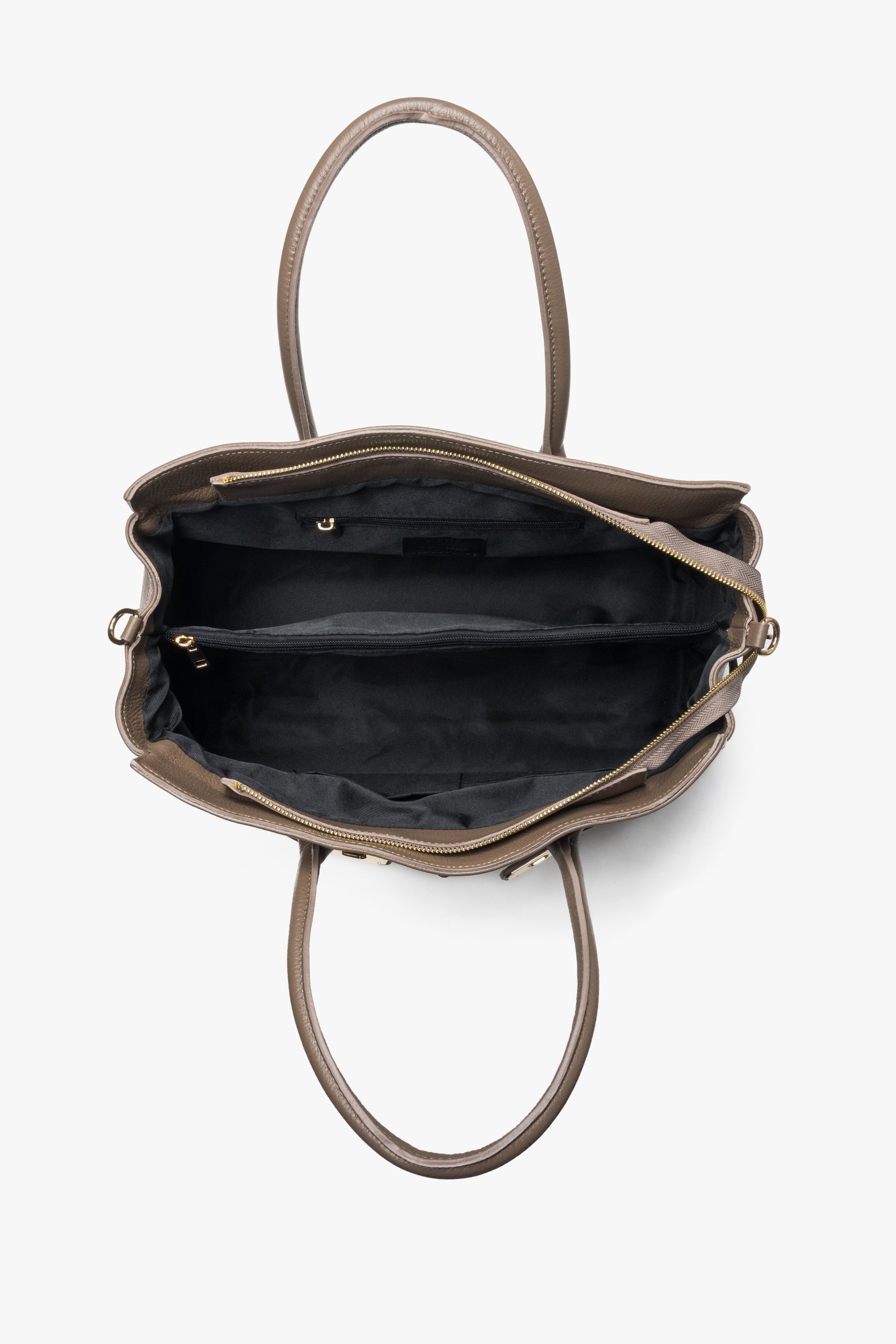 Hochwertige großformatige Handtasche in Braun aus der Estro Premium-Kolektion. 
