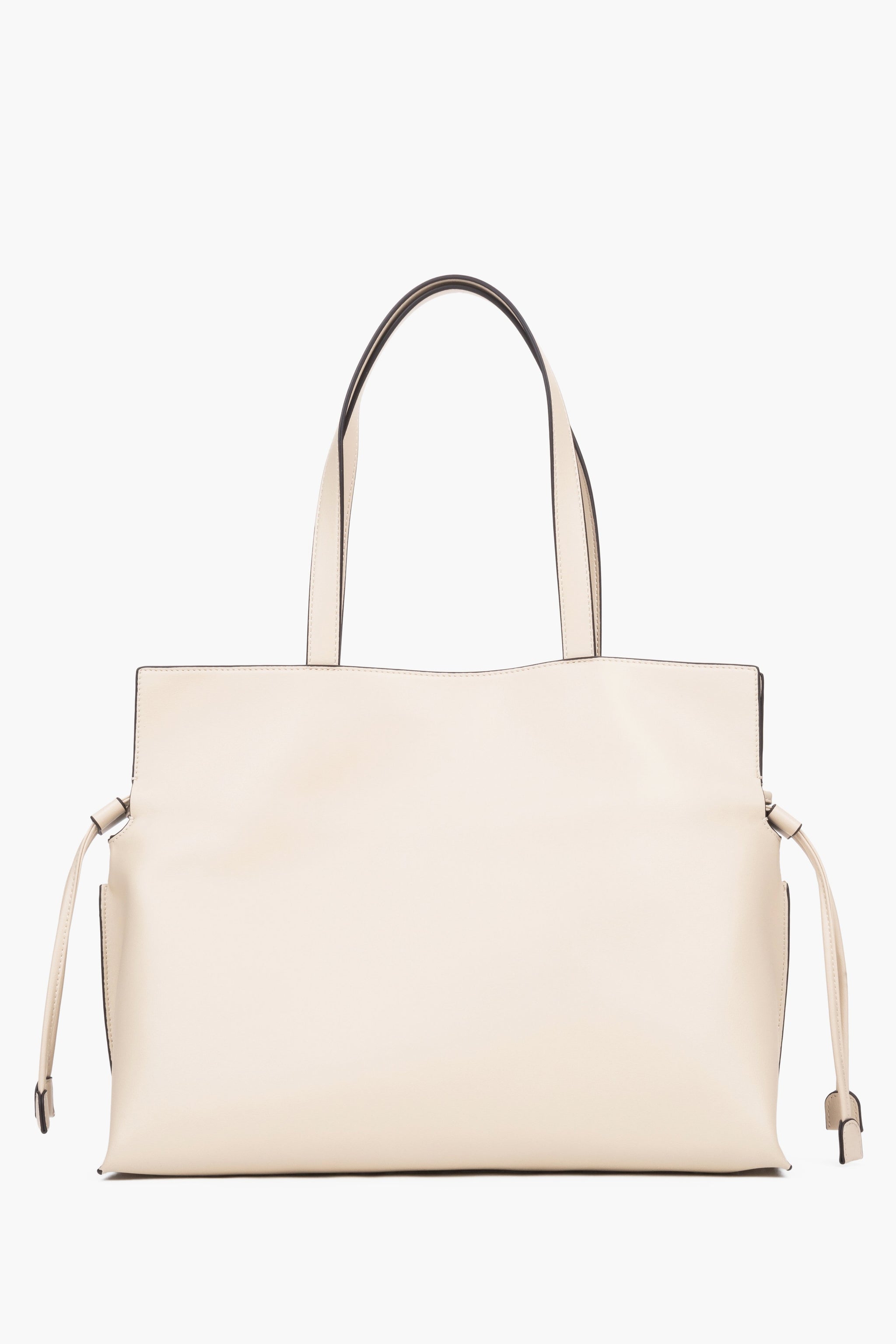 Rückansicht der milchbeigen Damen-Shopper-Tasche
