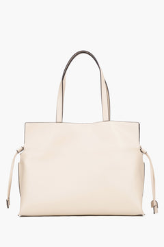 Rückansicht der milchbeigen Damen-Shopper-Tasche