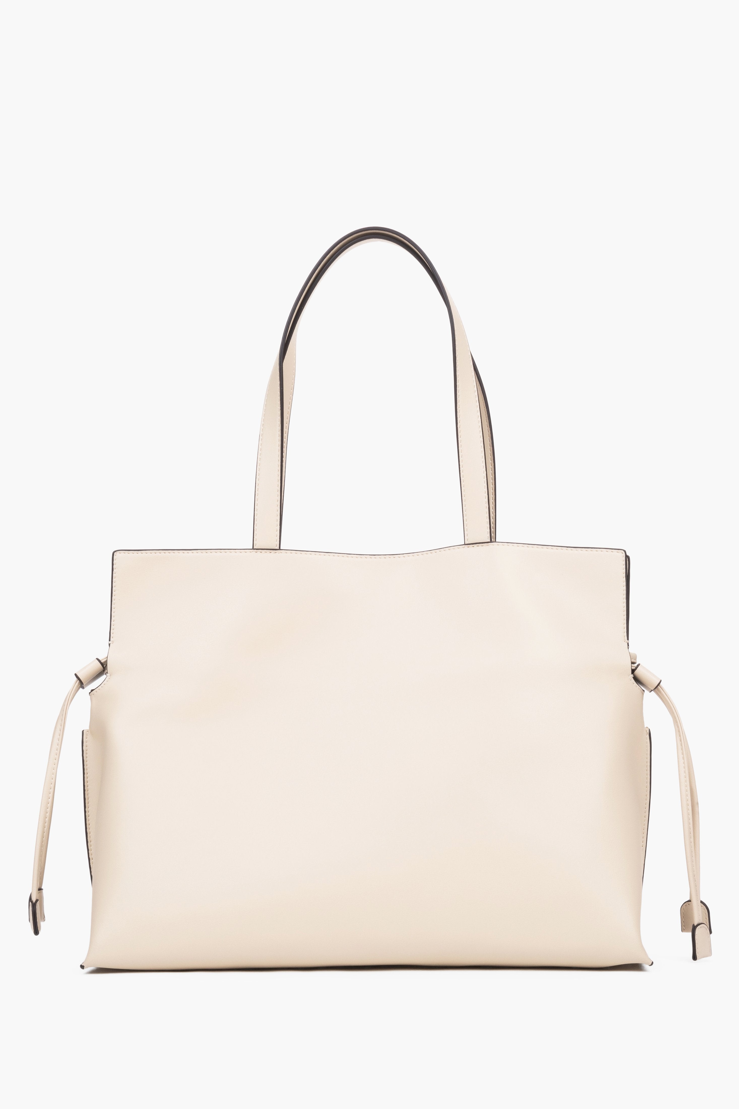 Rückansicht der milchbeigen Damen-Shopper-Tasche