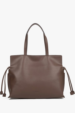 Große Damen-Shopper-Tasche aus Leder in Mokka-Braun Vorderansicht