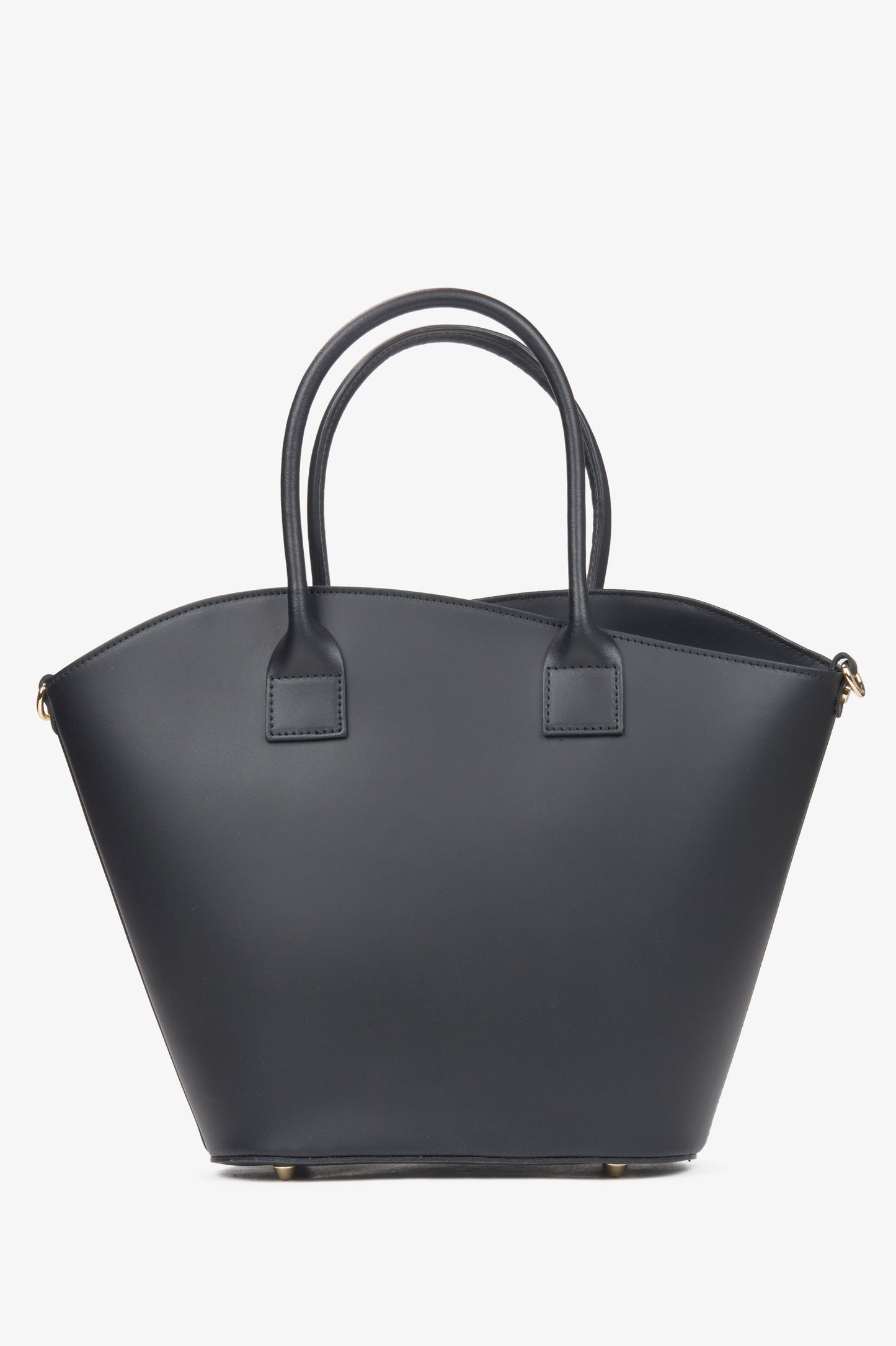 Rückansicht der schwarzen Leder-Shopper-Tasche für Damen