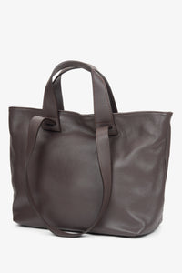 Großer dunkelbrauner Damen-Shopper aus edlem italienischem Echtleder Estro ER00116369.