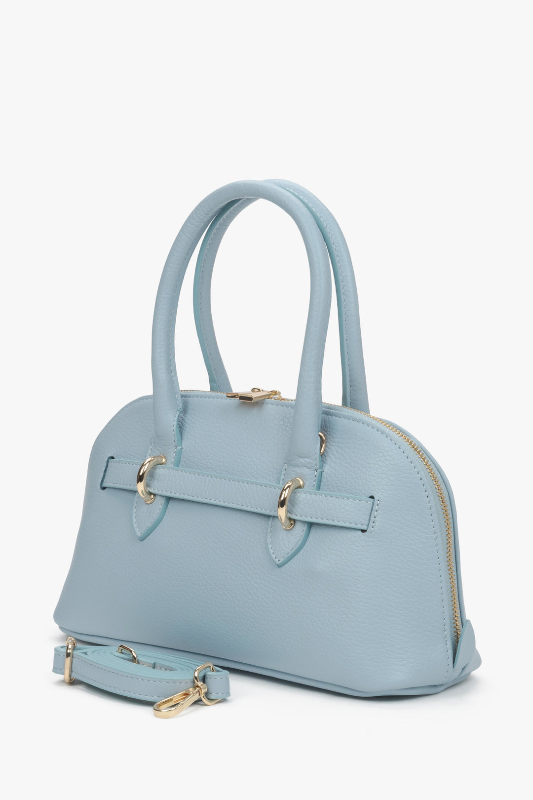 Estro Damen-Schultertasche aus hellblauem italienischem Leder.