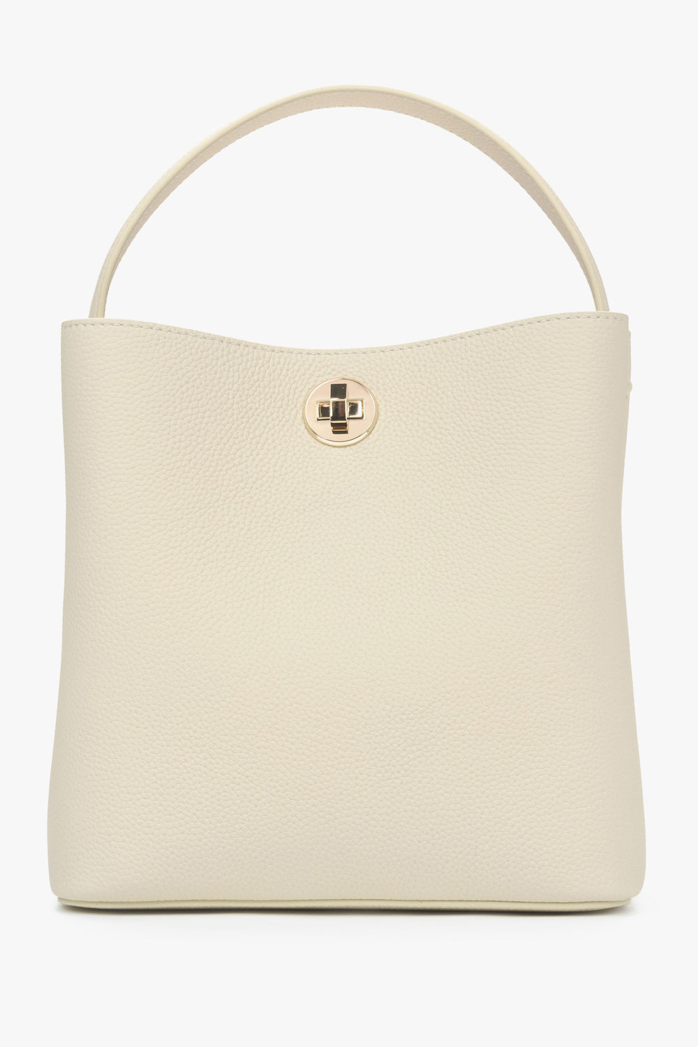 Hellbeige Damen-Handtasche aus echtem Leder Estro ER00115796.
