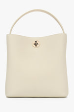 Hellbeige Damen-Handtasche aus echtem Leder Estro ER00115796.
