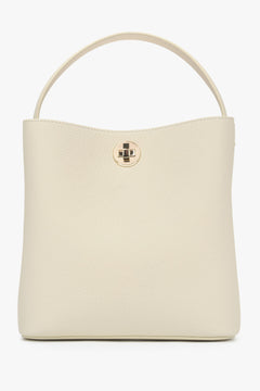 Hellbeige Damen-Handtasche aus echtem Leder Estro ER00115796.