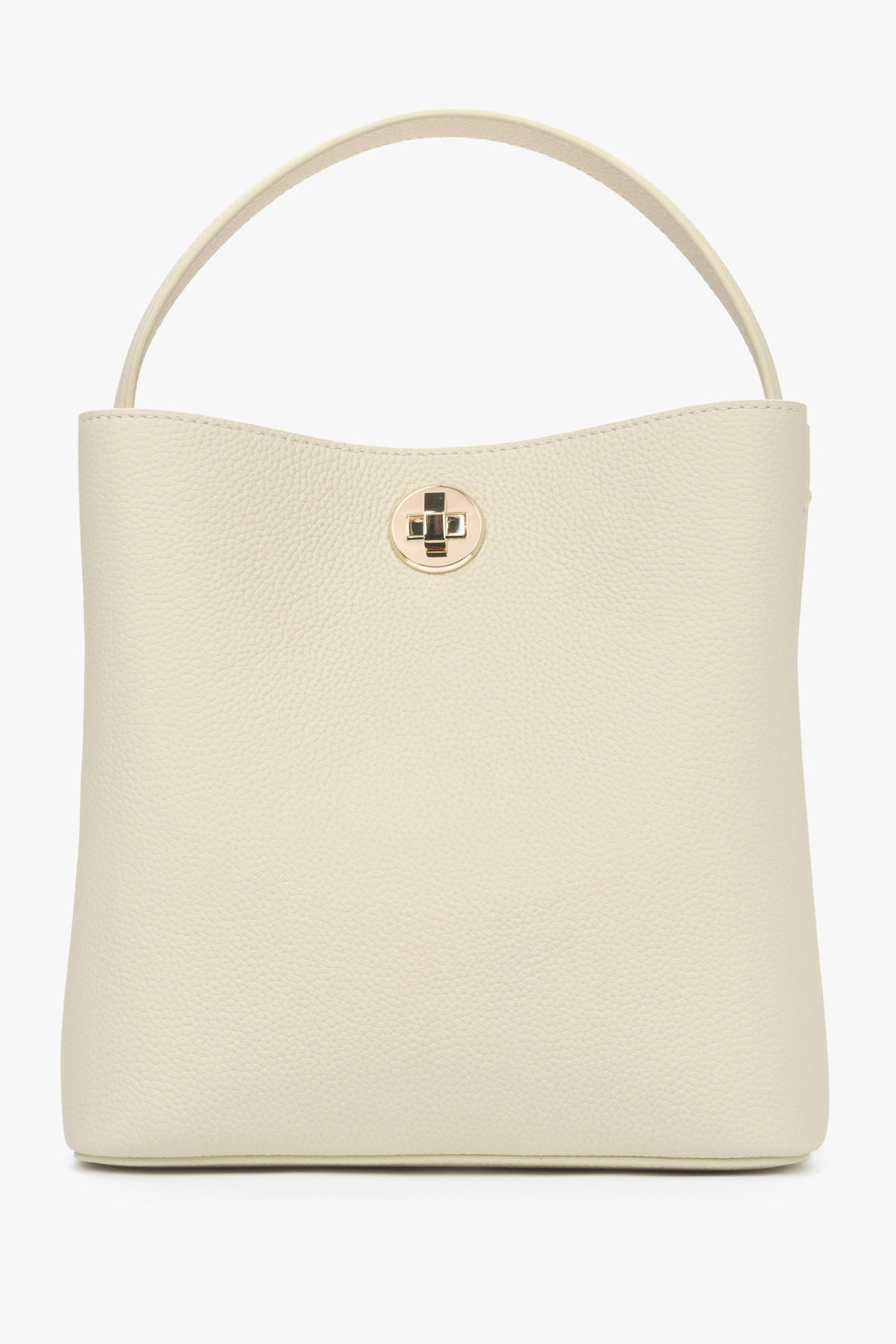Hellbeige Damen-Handtasche aus echtem Leder Estro ER00115796.