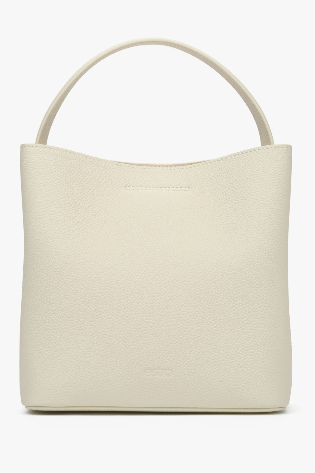 Geräumige Damenhandtasche zum Tragen in der Hand aus echtem Leder von Estro in Hellbeige.
