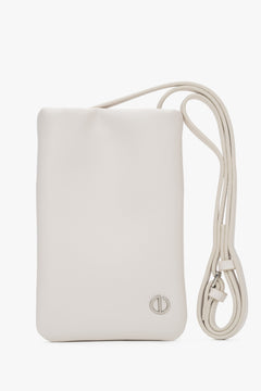 Hellbeige Handy-Tasche für Damen aus Leder von Estro.